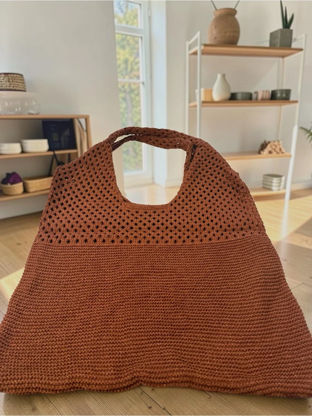 NWT Oversized Crochet Knit Tote Bag Boho Slouchy Shoulder Bag